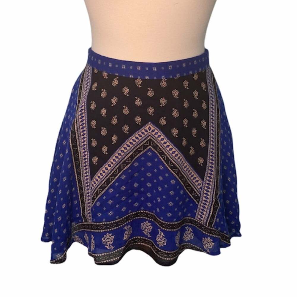 Blue Lightweight Bohemian Boho Patchwork Mini Skater Circle Skirt CC18